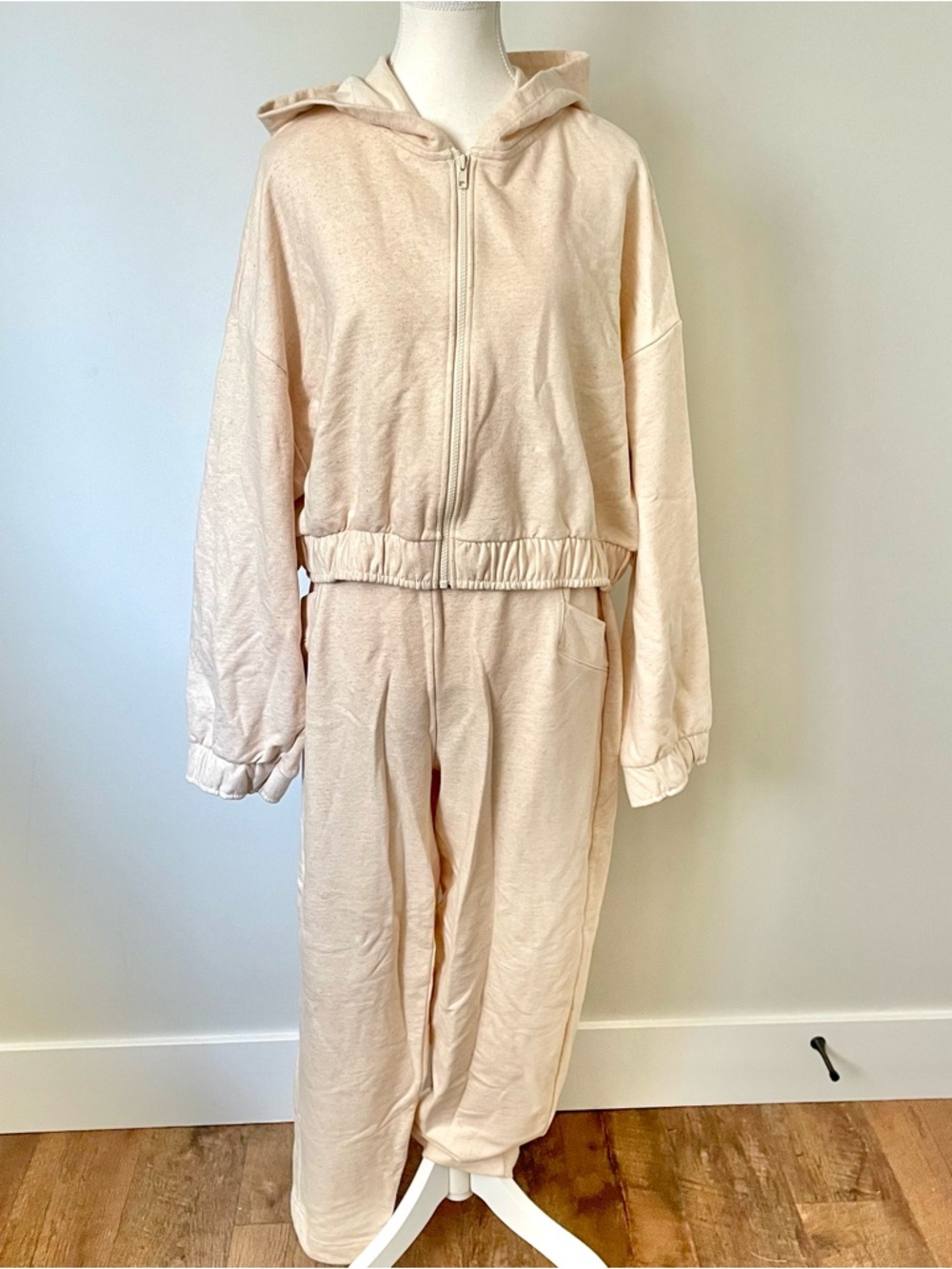 Dzarm Oatmeal Matching Sweatsuit Set Hoodie Sweatpants Lounge Size XL